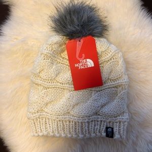 The North Face fur pom beanie